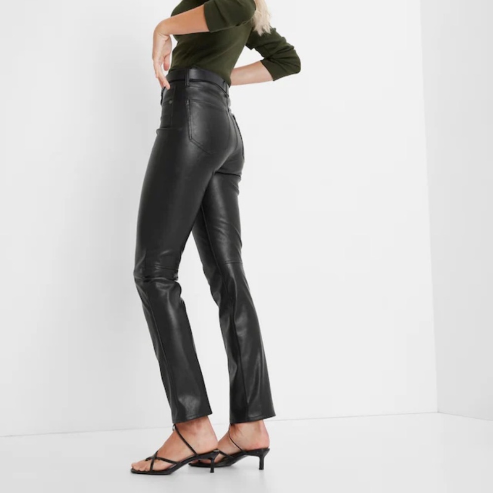 Tall high rise faux-leather vintage slim pants